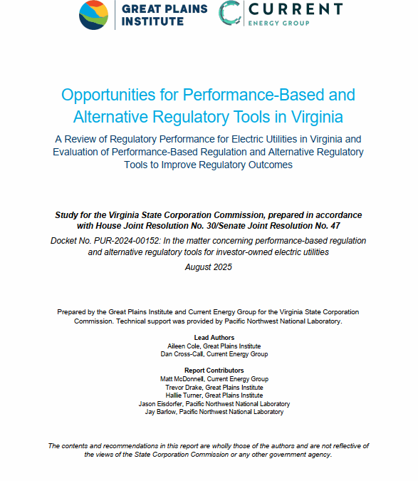 Opportunities for Performance-Based and Alternative Regulatory Tools in Virginia